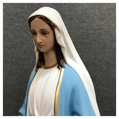 Imagem Nossa Senhora da Medalha Milagrosa manto azul claro detalhes dourados resina pintada altura 60 cm 6
