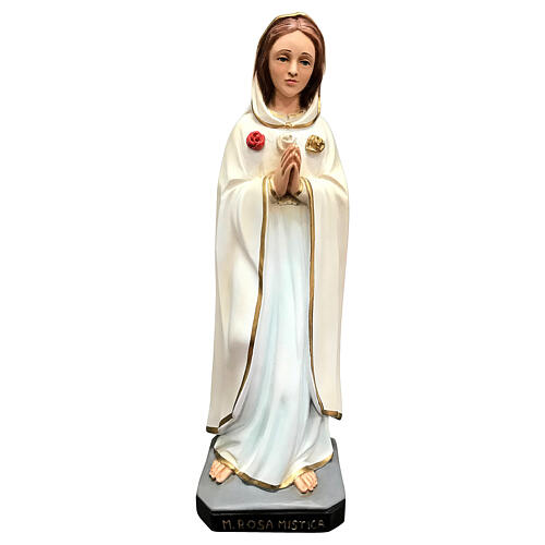 Statue of Our Lady Mystic Rose with gold details 38 cm painted resin 1