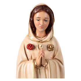 Statue Notre-Dame Rose Mystique détails or 38 cm résine peinte