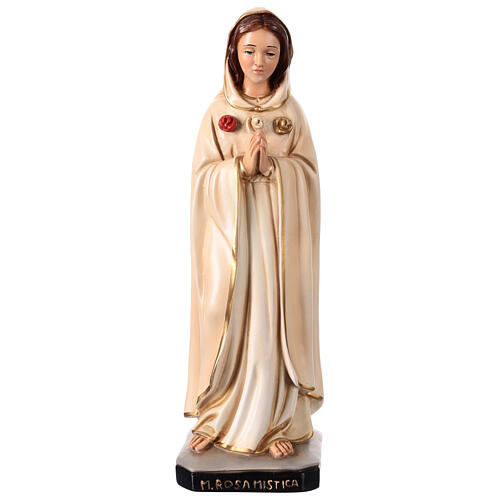 Statue Notre-Dame Rose Mystique détails or 38 cm résine peinte 1