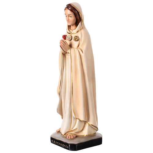 Statue Notre-Dame Rose Mystique détails or 38 cm résine peinte 4