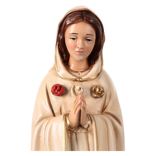 Statua Madonna Rosa Mistica dettagli oro 38 cm resina dipinta 2