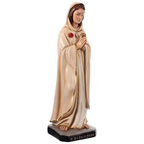 Statua Madonna Rosa Mistica dettagli oro 38 cm resina dipinta 3