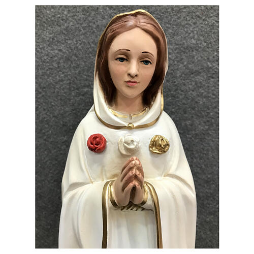Figura Madonna Róża Mistyczna szczegóły złote 38 cm żywica malowana 2