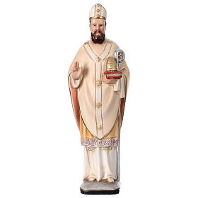 Estatua San Ambrosio símbolos episcopales 30 cm resina pintada