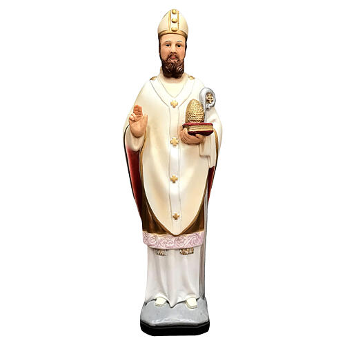 Estatua San Ambrosio símbolos episcopales 30 cm resina pintada 1