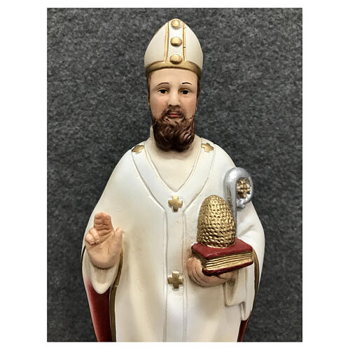 Estatua San Ambrosio símbolos episcopales 30 cm resina pintada 2