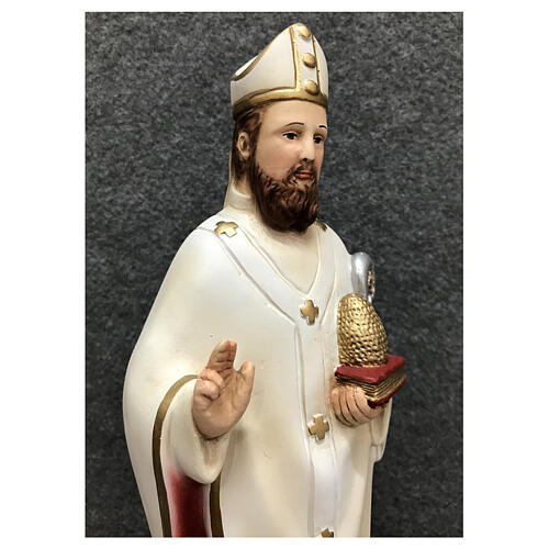 Estatua San Ambrosio símbolos episcopales 30 cm resina pintada 4