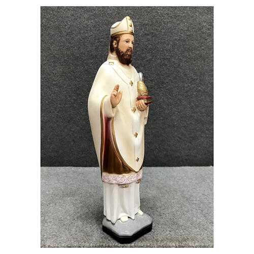 Estatua San Ambrosio símbolos episcopales 30 cm resina pintada 5
