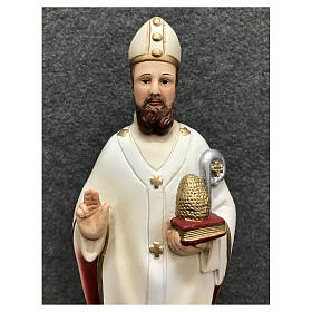 Statue Saint Ambroise attributs épiscopaux 30 cm résine peinte