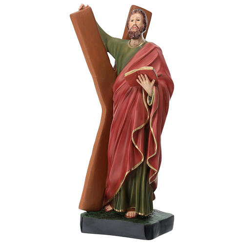 Statue aus Harz Heiliger Andreas mit Kreuz, 44 cm 3
