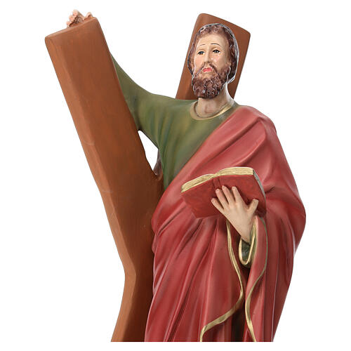 Estatua San Andrea cruz 44 cm resina pintada 2