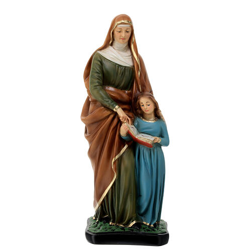 Imagem Santa Ana com a Virgem Maria menina resina pintada 30 cm 1
