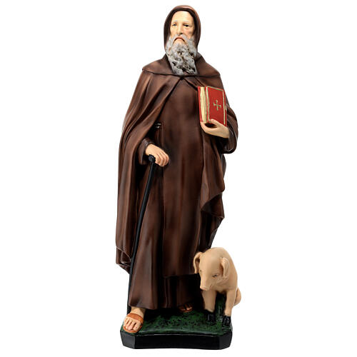 Statue of St. Anthony Abbot red book 40 cm painted fibreglass 1