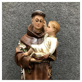 Statue aus Harz Antonius von Padua mit Kind, 20 cm