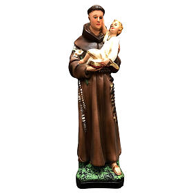 Saint Anthony with lilies, painted resin statue, 25 cm