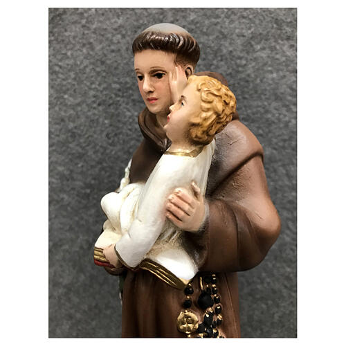 Saint Anthony with lilies, painted resin statue, 25 cm 2