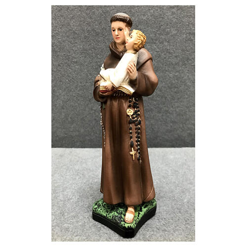 Saint Anthony with lilies, painted resin statue, 25 cm 3