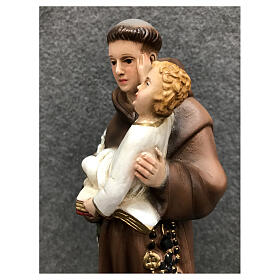 St Anthony statue with lily 25 cm painted resin
