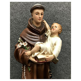 Statue Saint Antoine de Padoue avec Enfant Jésus 30 cm résine peinte