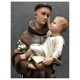 Imagem Santo António de Lisboa com Menino Jesus nos braços resina pintada 40 cm