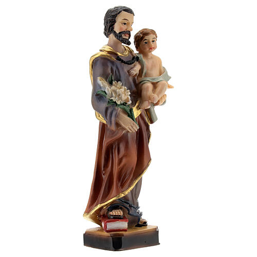 Imagem São José com Menino Jesus e lírios resina 11,5 cm 4