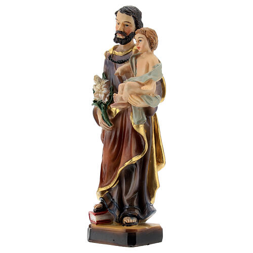 St Joseph statue with Child lily 12 cm in resin 3