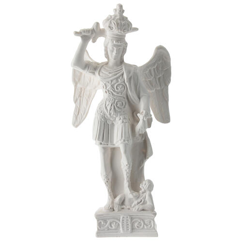 Statue Saint Michel résine blanche 18 cm 1