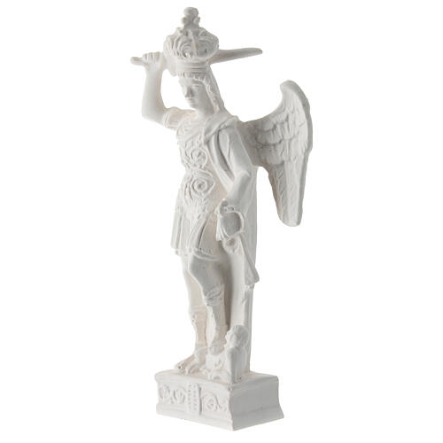 Statua San Michele resina bianca 18 cm 3