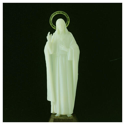 Statue of the Sacred Heart of Jesus, fluorescent plastic, 12 cm 2