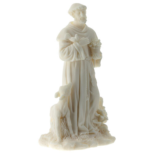 Estatua San Francisco de Asís resina blanca 17 cm 4