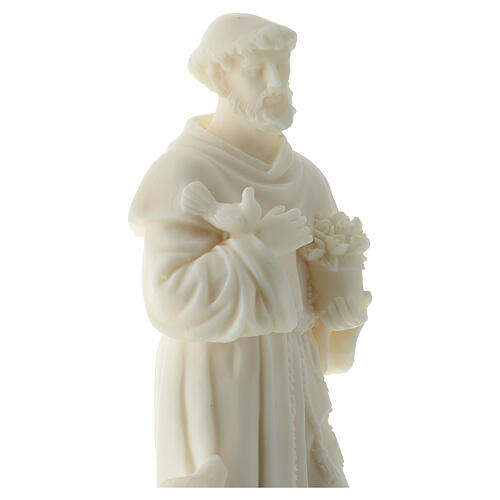 Statue Saint François d'Assise résine blanche 17 cm 2