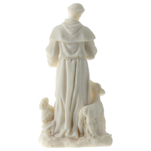 Statue Saint François d'Assise résine blanche 17 cm 5