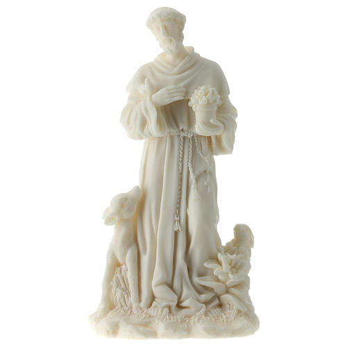 Statua San Francesco D'Assisi resina bianca 17 cm 1