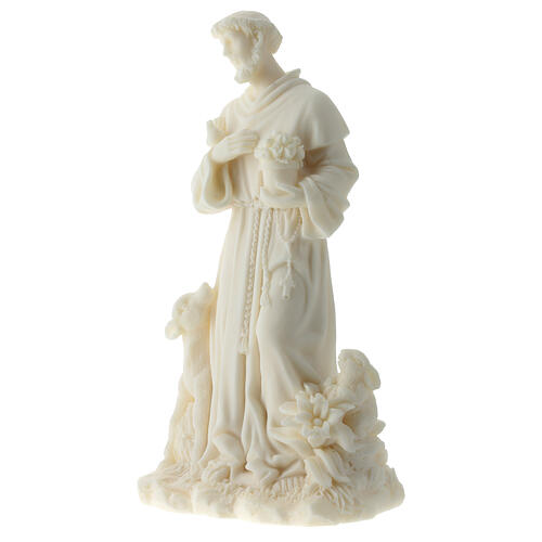 Statua San Francesco D'Assisi resina bianca 17 cm 3
