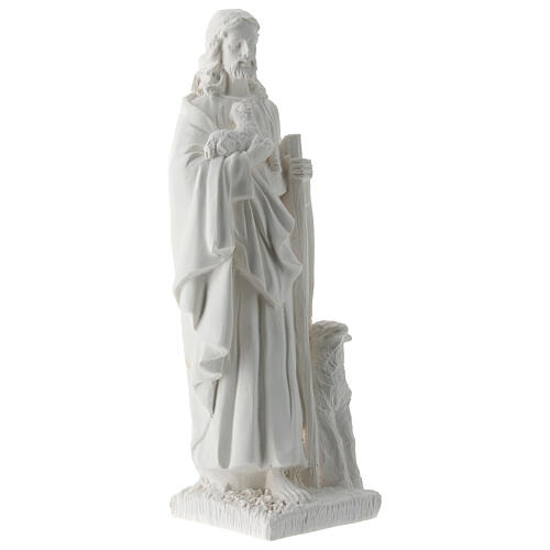 Jesus the Good Shepherd, white resin statue, 19 cm 4
