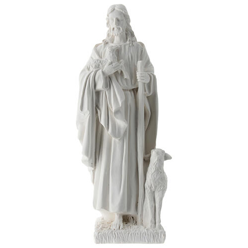 Statue Jésus Bon Pasteur résine blanche 19 cm 1