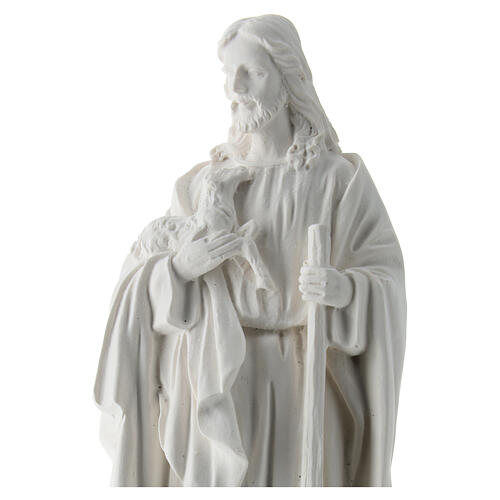 Statue Jésus Bon Pasteur résine blanche 19 cm 2