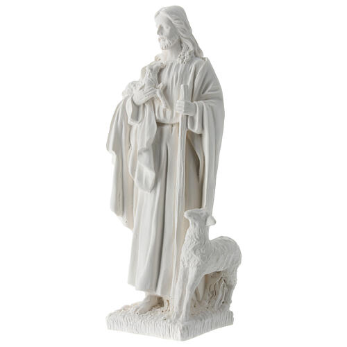 Statua Gesù Buon Pastore resina bianca 19 cm 3