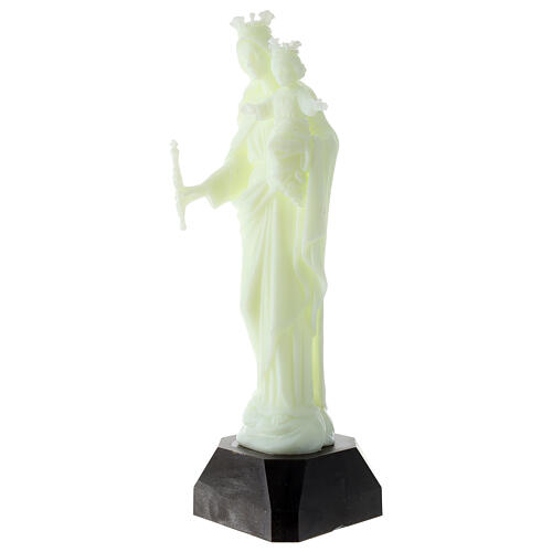 Estatua Virgen Auxiliadora plástico fluorescente base 27 cm 3