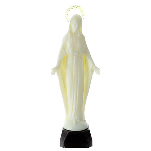 Estatua Virgen Milagrosa plástico fluorescente base 34 cm 1