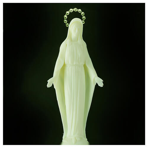 Estatua Virgen Milagrosa plástico fluorescente base 34 cm 2