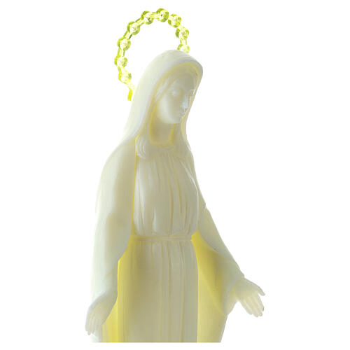 Estatua Virgen Milagrosa plástico fluorescente base 34 cm 3