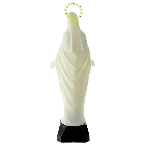 Estatua Virgen Milagrosa plástico fluorescente base 34 cm 5