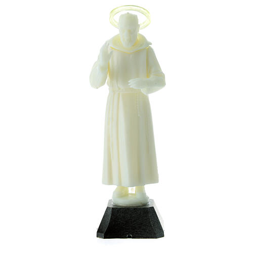 Imagem São Pio de Pietrelcina com auréola plástico fluorescente 16 cm 1