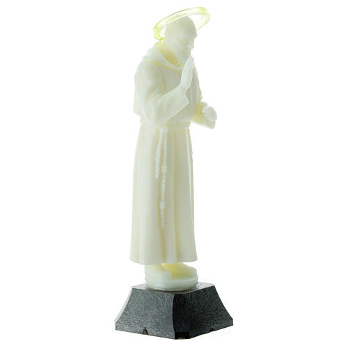 Imagem São Pio de Pietrelcina com auréola plástico fluorescente 16 cm 3