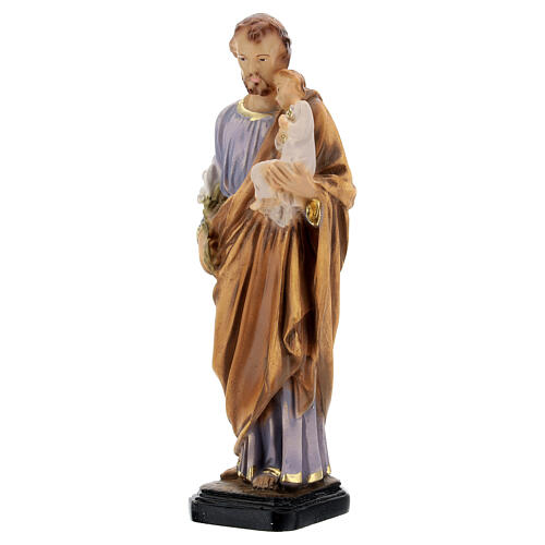 Handbemalte Statue von Sankt Joseph aus Harz, 16 cm 2