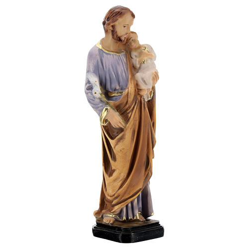 Statua San Giuseppe dipinta a mano resina 16 cm 3