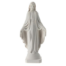 White resin statue of Our Lady of Miracles with open arms 14 cm