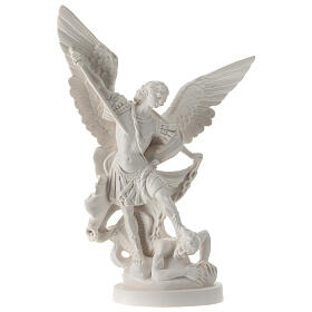 Statue Archange Michel résine blanche 28 cm